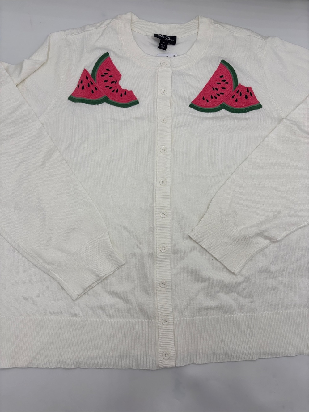 Torrid Retro Chic Embroidered Cardigan in Watermelon Blanc De Blanc